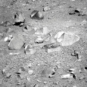 rounded rocks on Murray Ridge, Solander Point, Endeavour Crater