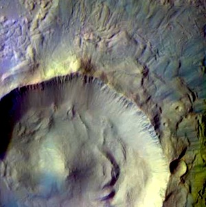 Impact crater in Utopia false color 9themis_iotd_20150120)