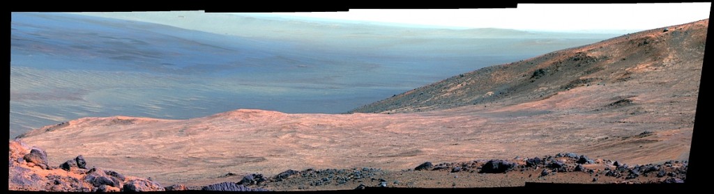 False-color view down Marathon Valley