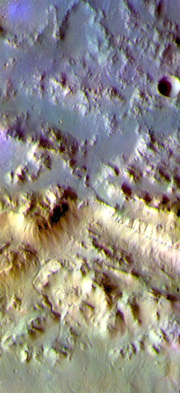 Horowitz Crater rim in false color (THEMIS_IOTD_20170504)