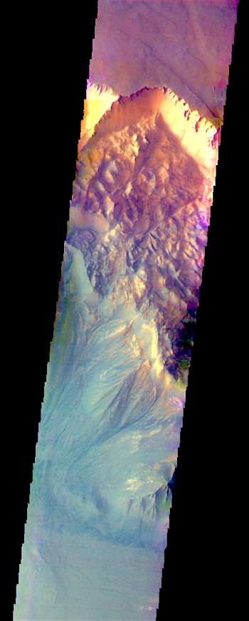 Melas Chasma landslide false color (THEMIS_IOTD_20170713)