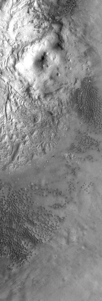 Dunes and pitted terrain in Moreux Crater (THEMIS_IOTD_20171114)